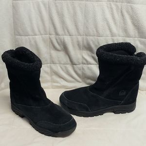 SOREL BLACK SUEDE WATERFALL BOOTS SZ 10.5